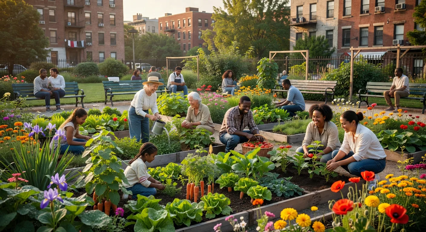 A thriving community garden in the city