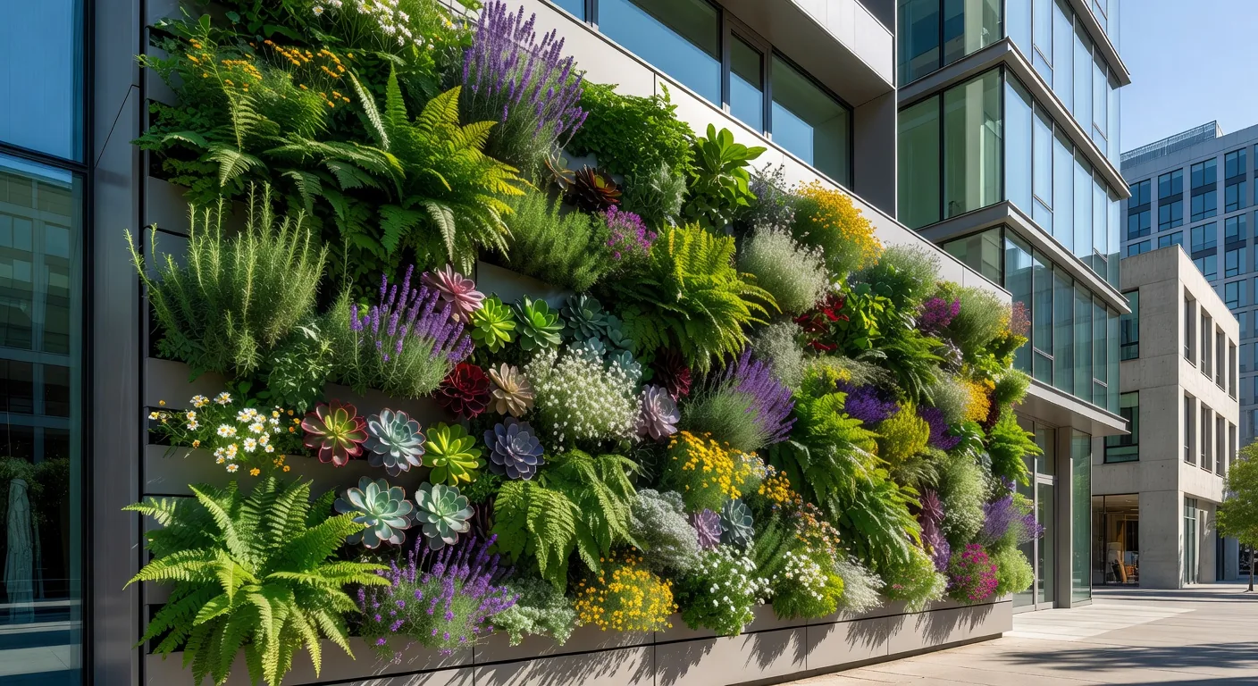 Vertical garden wall on a patio